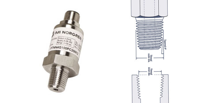 یک ترانسمیتر فشار با پورت NPT و دیاگرام آن